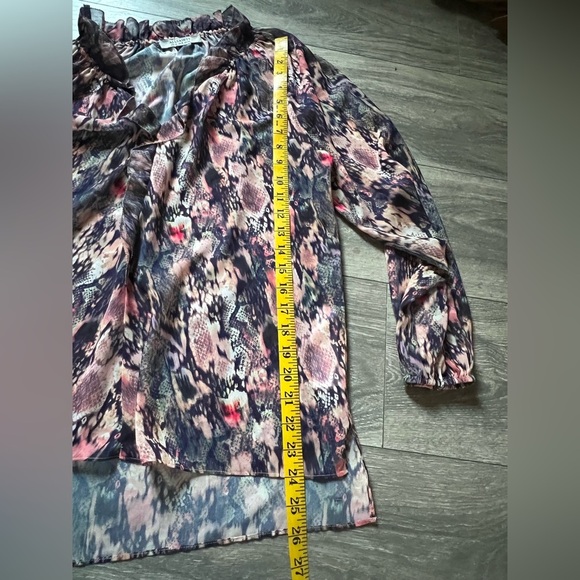 All saints mauve snake patterned ruffle neck blouse size 6 - Picture 9 of 9